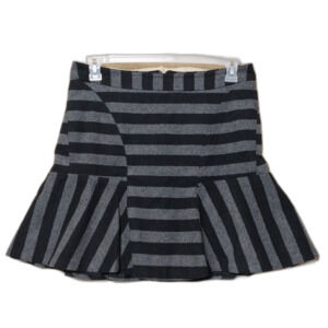 Worthington mini skirt Womens 10 black gray striped Wool Blend Y2K Preppy Career